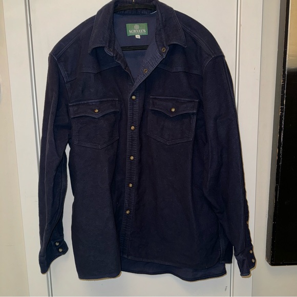 Schnee's Bozeman Snap-Front Flannel Shirt, Navy, Size XL - Picture 1 of 3
